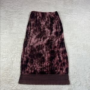 Vintage 90s Funky People velvet and crochet‎ lace maxi skirt, size med